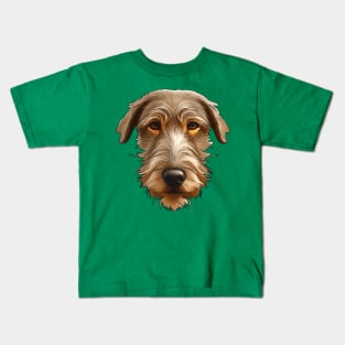 Irish Wolfhound Pet Portrait Black Outline Art Cut Out Kids T-Shirt